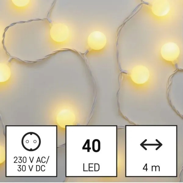 LED vonkajší svetelný reťazec 40xLED/9m IP44 teplá biela