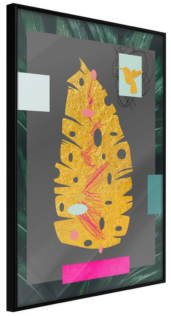 Artgeist Plagát - Golden Leaf [Poster] Veľkosť: 20x30, Verzia: Čierny rám s passe-partout