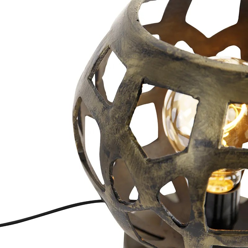 Priemyselná stolná lampa starožitné zlato - Bobby