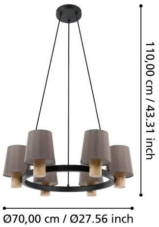 Eglo 43781 - Luster na lanku EDALE 6xE27/40W/230V