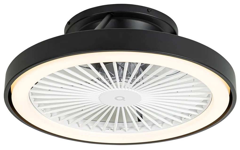 Inteligentný stropný ventilátor čierny vrátane LED s diaľkovým ovládaním - Dave