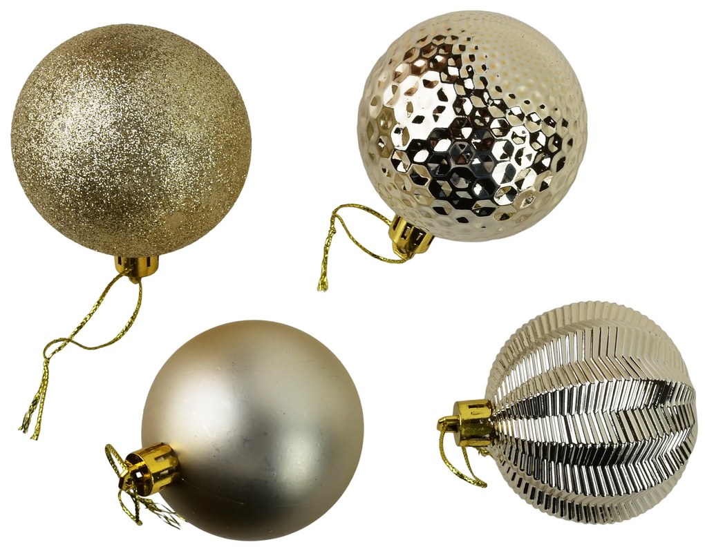 Sada 16 ks vánočních baněk Luca champagne zlatá