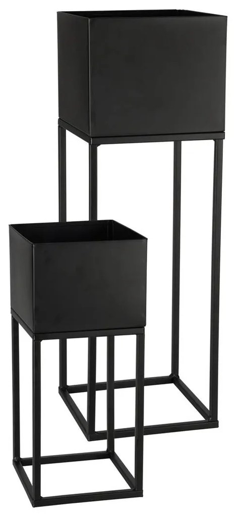 KOVOVÝ KVETINÁČ SO STOJANOM PLAIN SADA 2KS 58X19 CM+37X16 CM ČIERNA