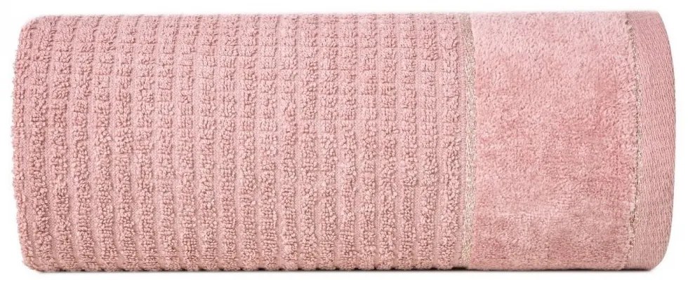 Bavlnená osuška GLORY v ružovej farbe s velúrovým okrajom prešitá lesklou niťou Šírka: 50 cm | Dĺžka: 90 cm