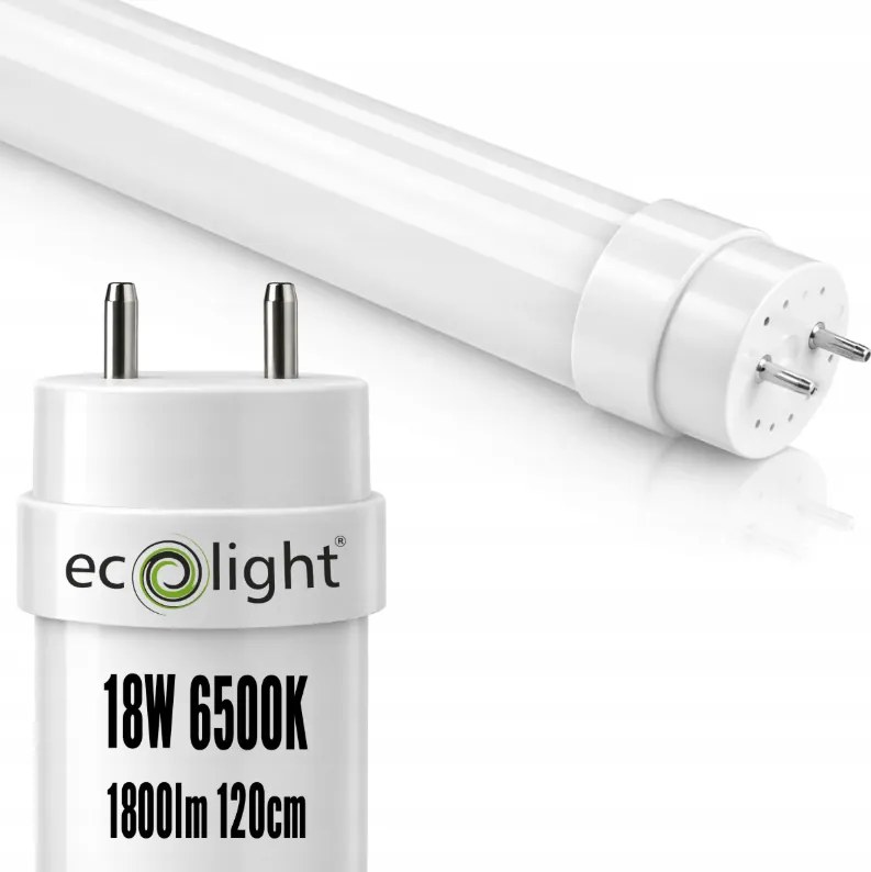 10x LED trubice 120cm 18W 6500K 1800lm T8 G13 - studená biela