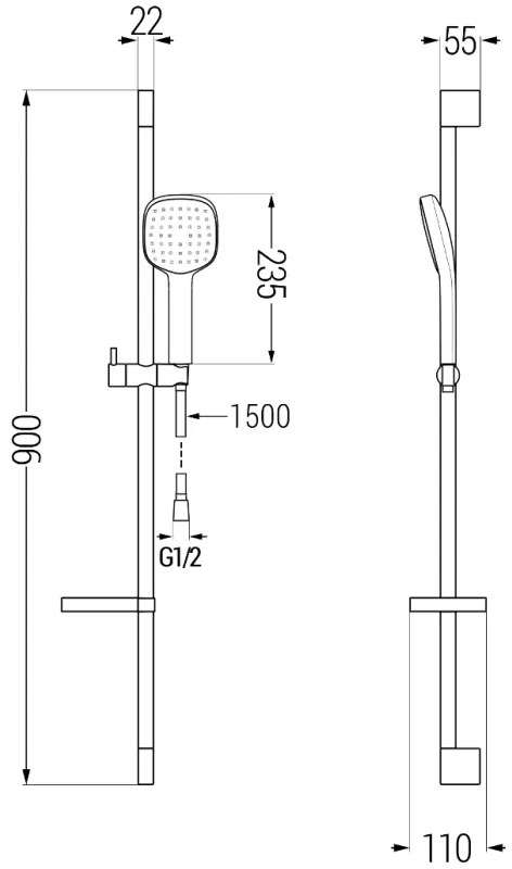 Mexen sprchový set DS33, čierna, 785334583-70