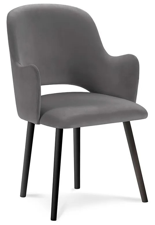Šedá Zamatová stolička Laelia dĺžka 54 × šírka 50 × výška 85 cm MILO CASA