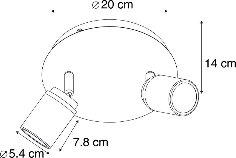 Moderné kúpeľňové bodové svietidlo oceľové 2-žiarovkové IP44 - Ducha