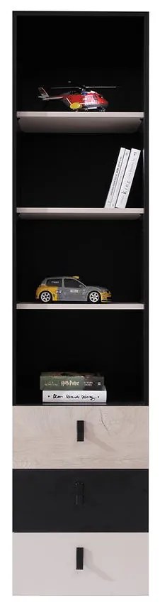 Regál Planet Pl6 čierna/Dub/béžová