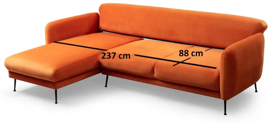 Rohová sedacia súprava Sevilla 270 cm oranžová ľavá