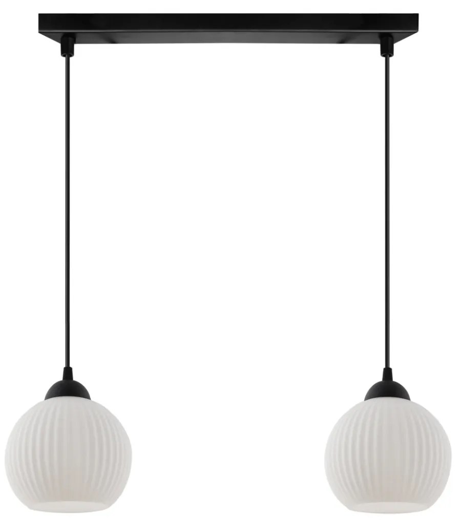 Závesné svietidlo Riffle Round, 2x biele sklenené tienidlo, b