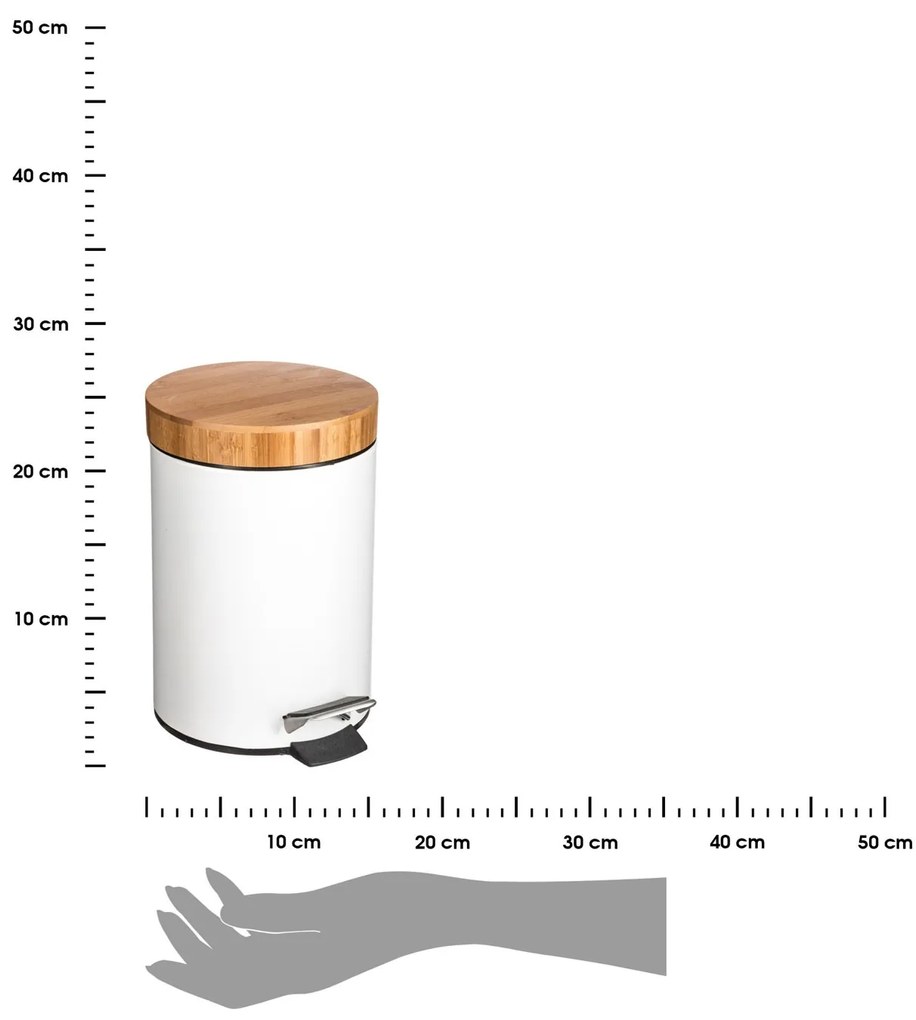 Odpadkový kôš Natureo, biela/s drevenými prvkami, 3L