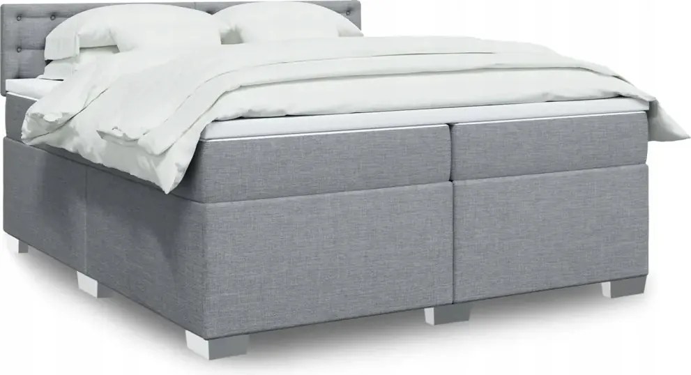 vidaXL Posteľný rám boxsping s matracom bledosivý 200x200 cm látka