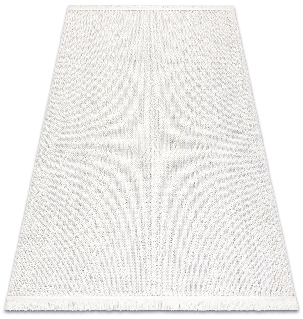 Koberec NANO EN14A Diamanty, slučkový, plocho tkaný, biely