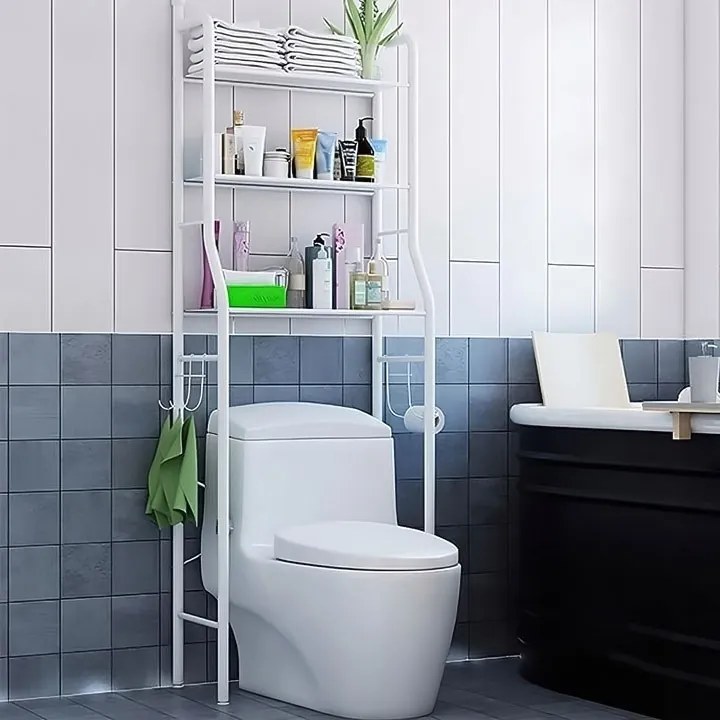 ModernHome Vysoký úzky regál nad WC - 3 police