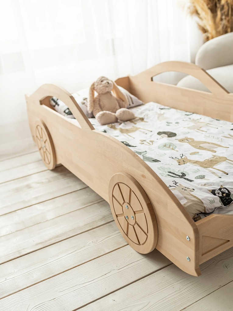 Woodisio Posteľ pre chlapca AUTO - buk Farba: Prírodné drevo, Variant: 180 x 70