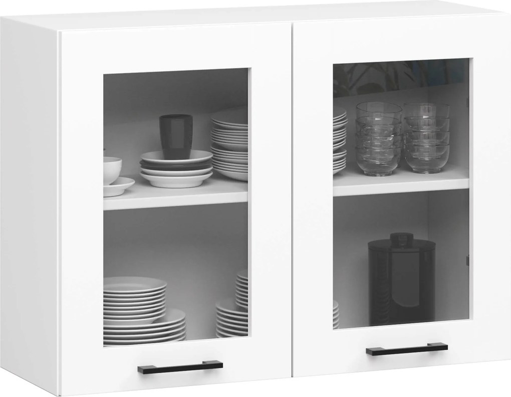 Kuchyňská linka Olivie 1,8 m prosklená bílá/dub sonoma