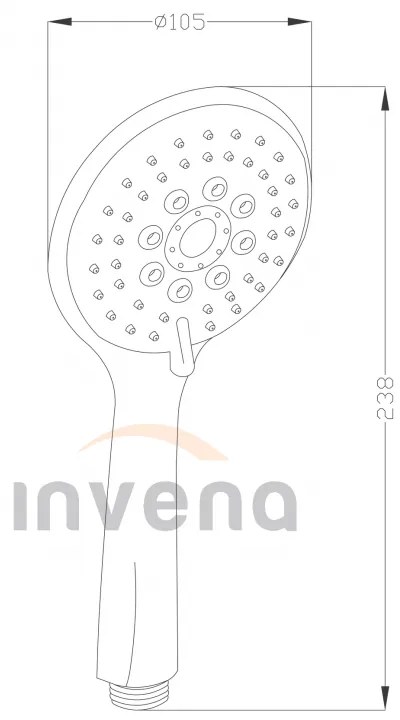 Invena Larisa, ručná sprchová hlavica 5-funkčná, biela-chrómová, INV-AS-03-002-X