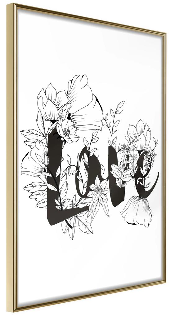 Artgeist Plagát - Love With Flowers [Poster] Veľkosť: 20x30, Verzia: Čierny rám s passe-partout