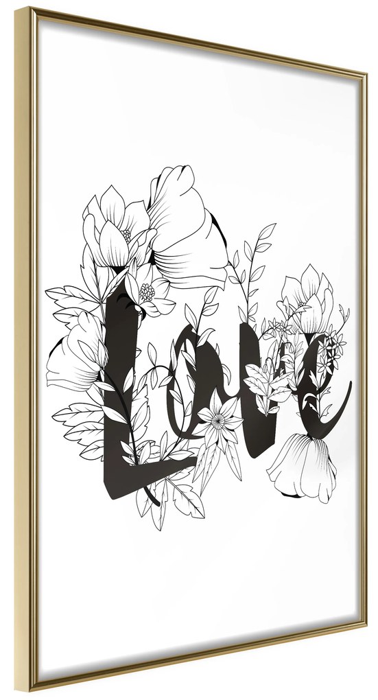 Artgeist Plagát - Love With Flowers [Poster] Veľkosť: 20x30, Verzia: Zlatý rám s passe-partout