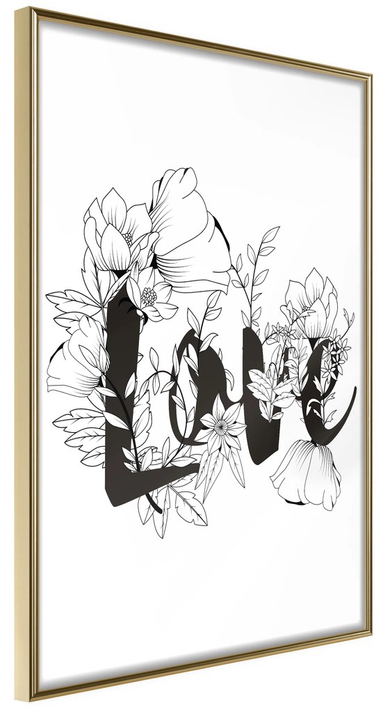 Artgeist Plagát - Love With Flowers [Poster] Veľkosť: 30x45, Verzia: Čierny rám s passe-partout