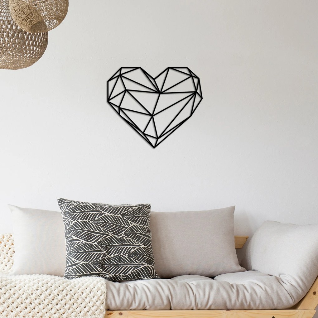 Nástěnná kovová dekorace Heart I černá