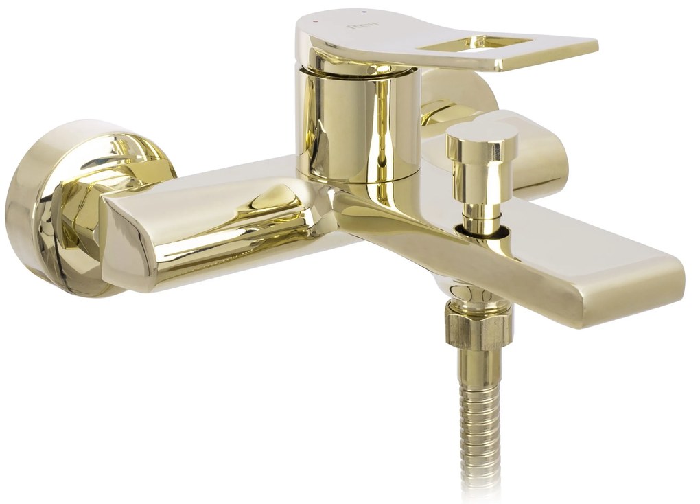 Rea Soul, vaňová batéria s bodovou ručnou sprchovou sadou, zlatá lesklá, REA-B9923