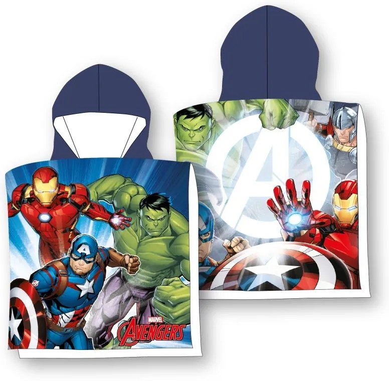 Detské bavlnené pončo Avengers 55x110cm Faro Tiahome