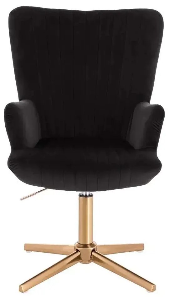 LuxuryForm DESIGN Kreslo AMADEO VELUR na zlatom kríži - čierne
