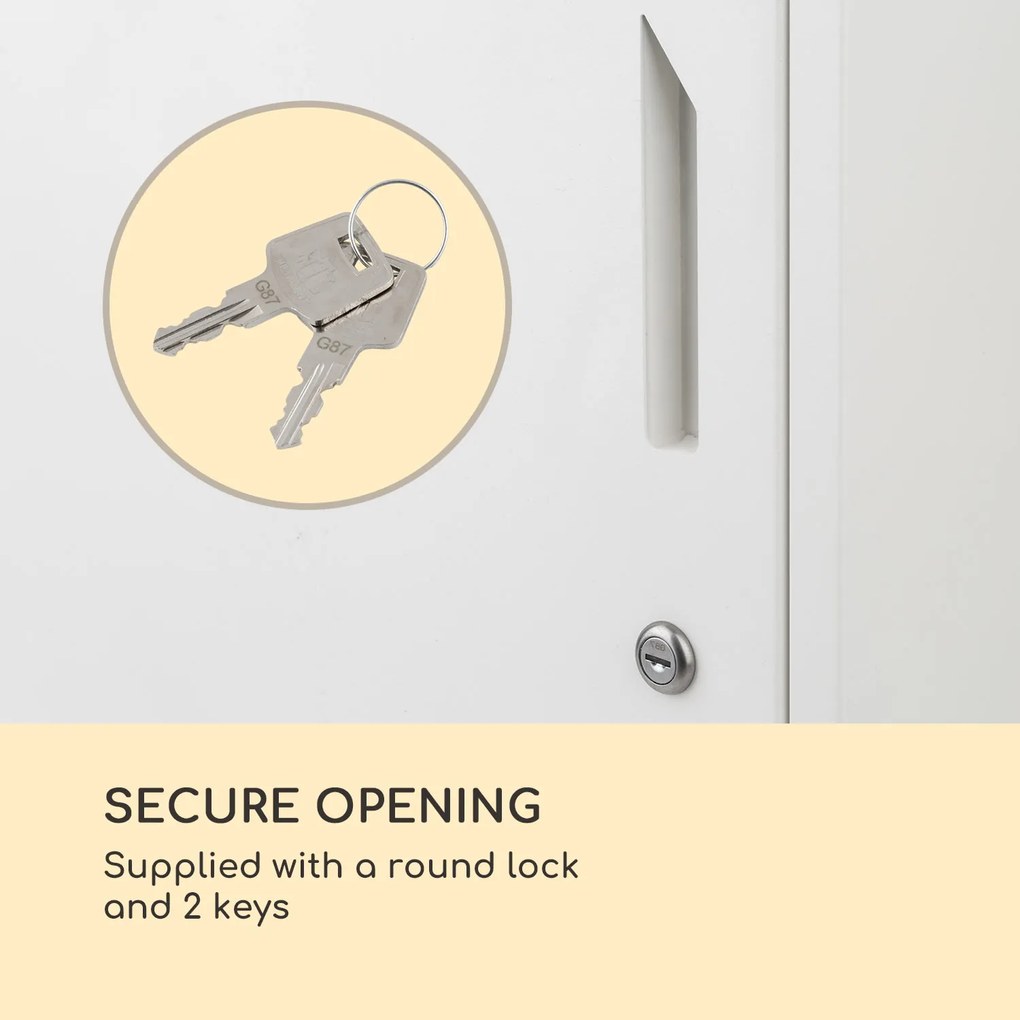 Blumfeldt London White, poštová schránka na balík, oceľ, ukotvenie do zeme, okrúhly zámok