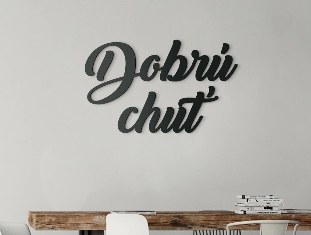 drevko Drevený nápis Dobrú chuť do kuchyne a jedálne Rozmer obrazu: 27 x 44,5 cm, Farba dekorácie: Čierna
