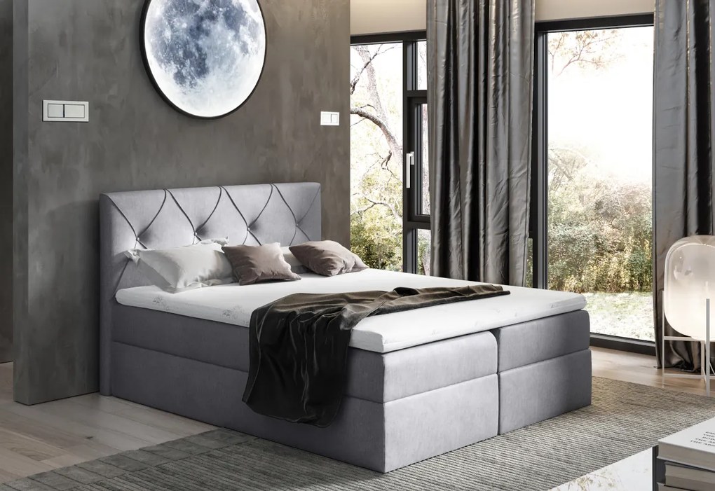 Čalúnená posteľ boxspring DIAMOND + topper, 160x200, fancy 90