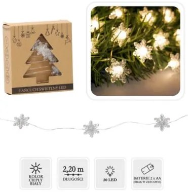 Bestent Svetielka na baterky 20LED 2,2m teplá biela Snowflakes