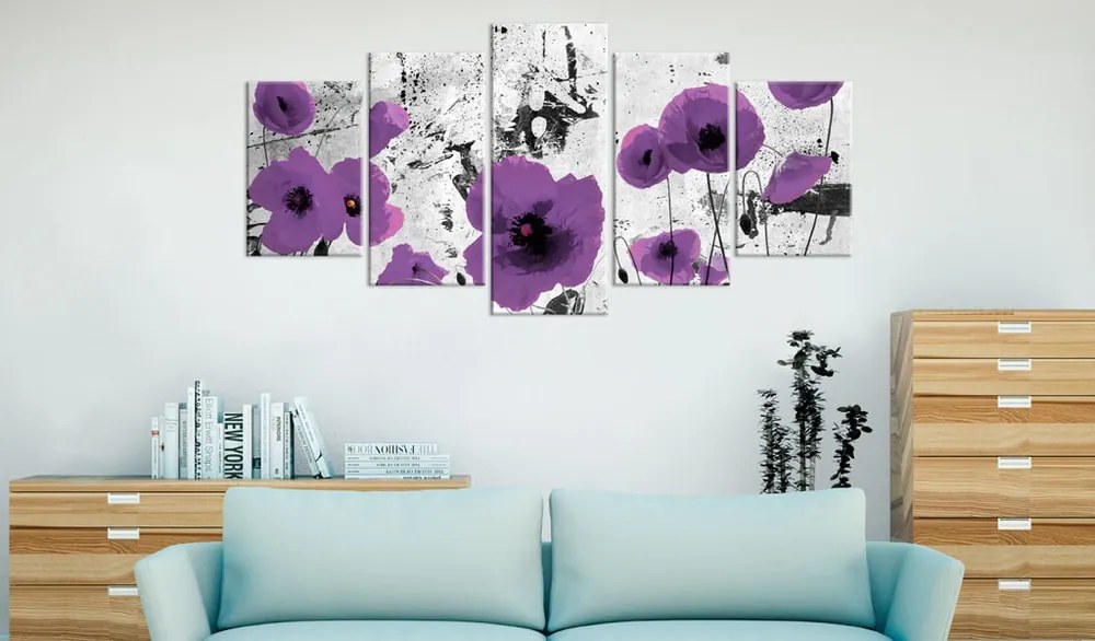 5-dielny obraz fialové kvety - Purple dissonance