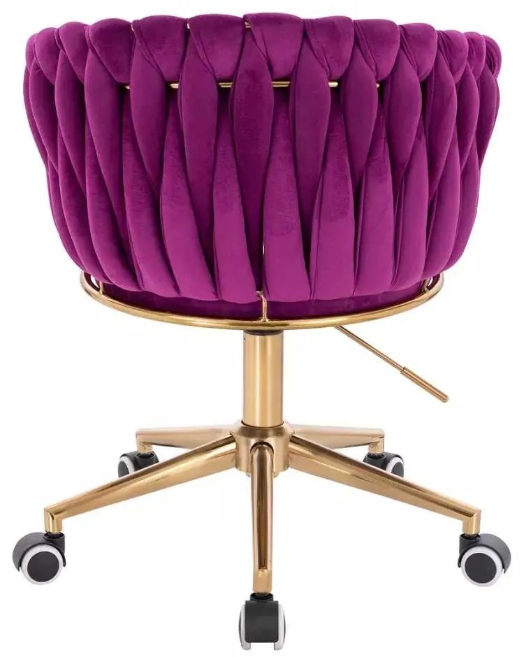 LuxuryForm DESIGN Kreslo NORDEN VELUR na zlatej podstave s kolieskami - fuchsia
