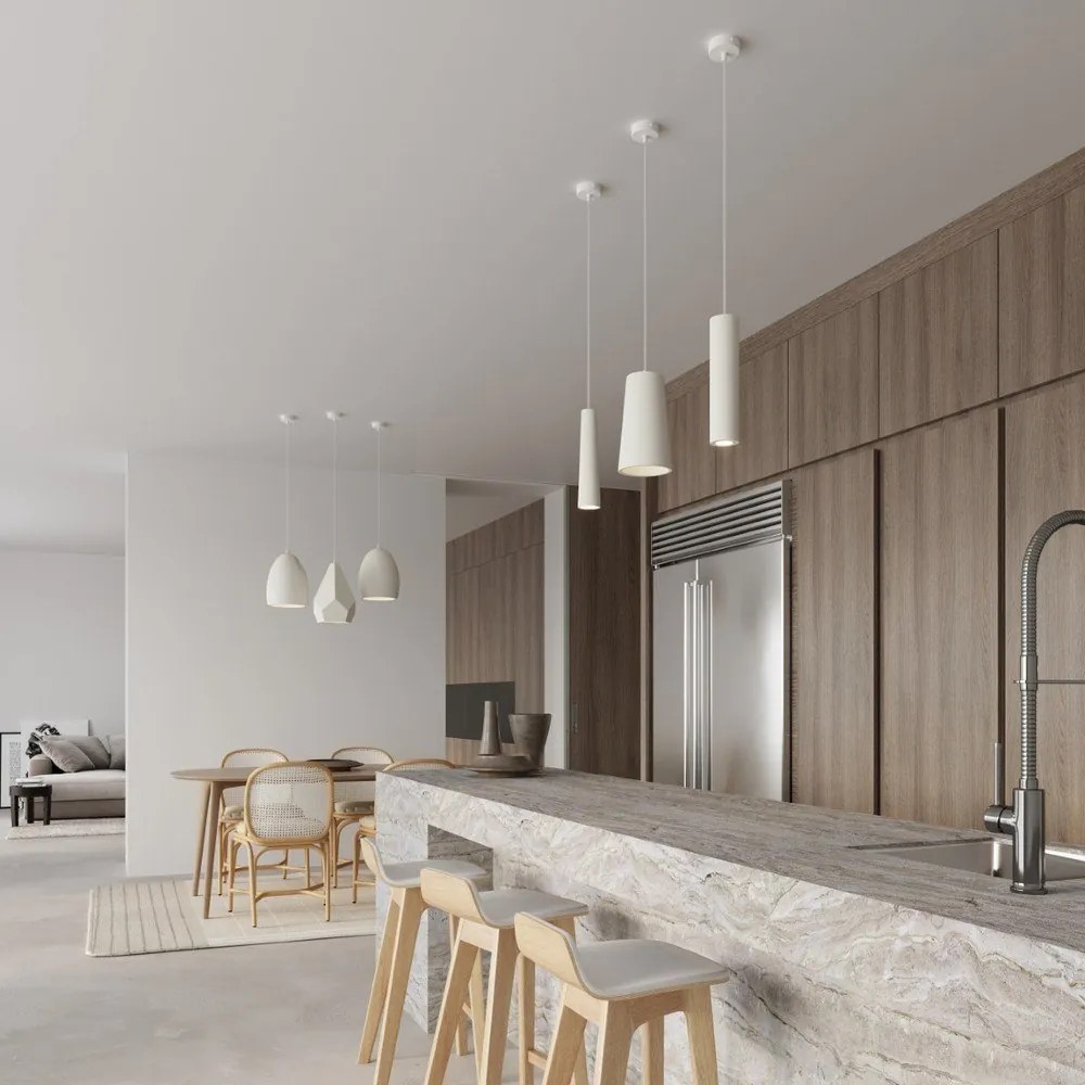 Biele závesné svietidlo s keramickým tienidlom ø 30 cm Fonsie – Sollux