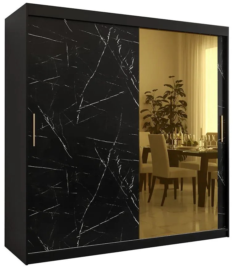 Skriňa Platinum T2 200 čierna marmur/čierna