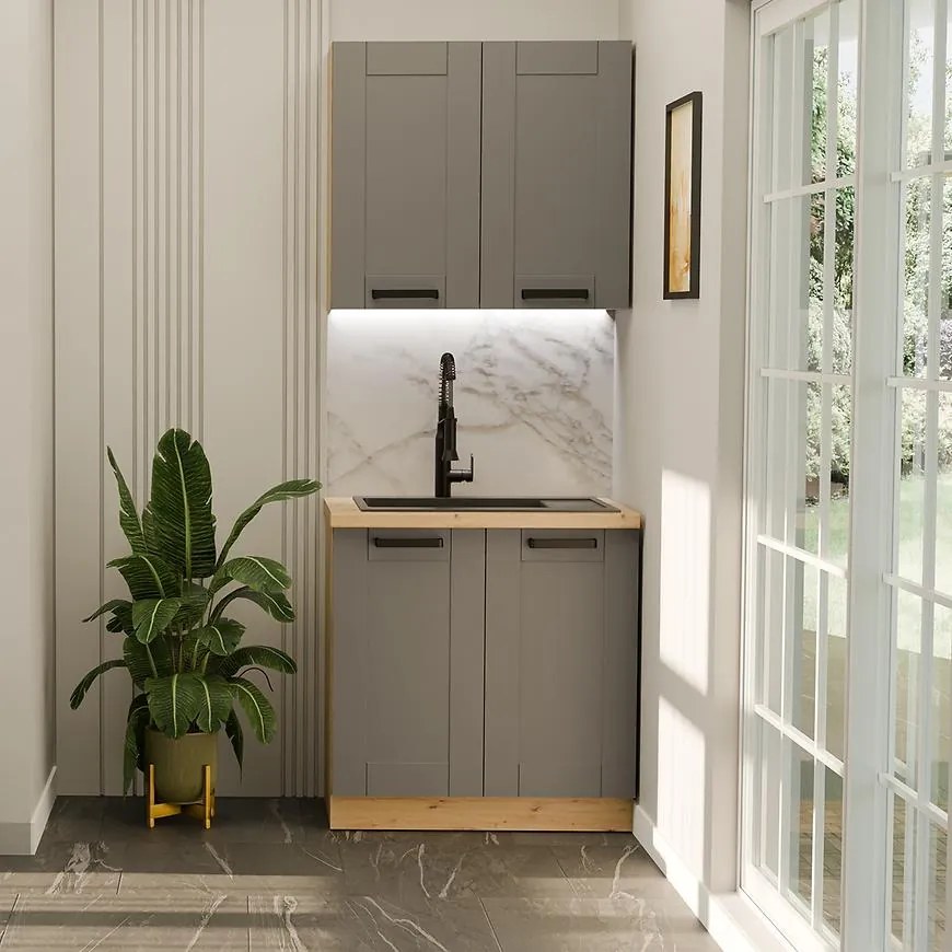 Kuchynská linka  Luna Dust grey/artisan 80 cm bez pracovnej dosky