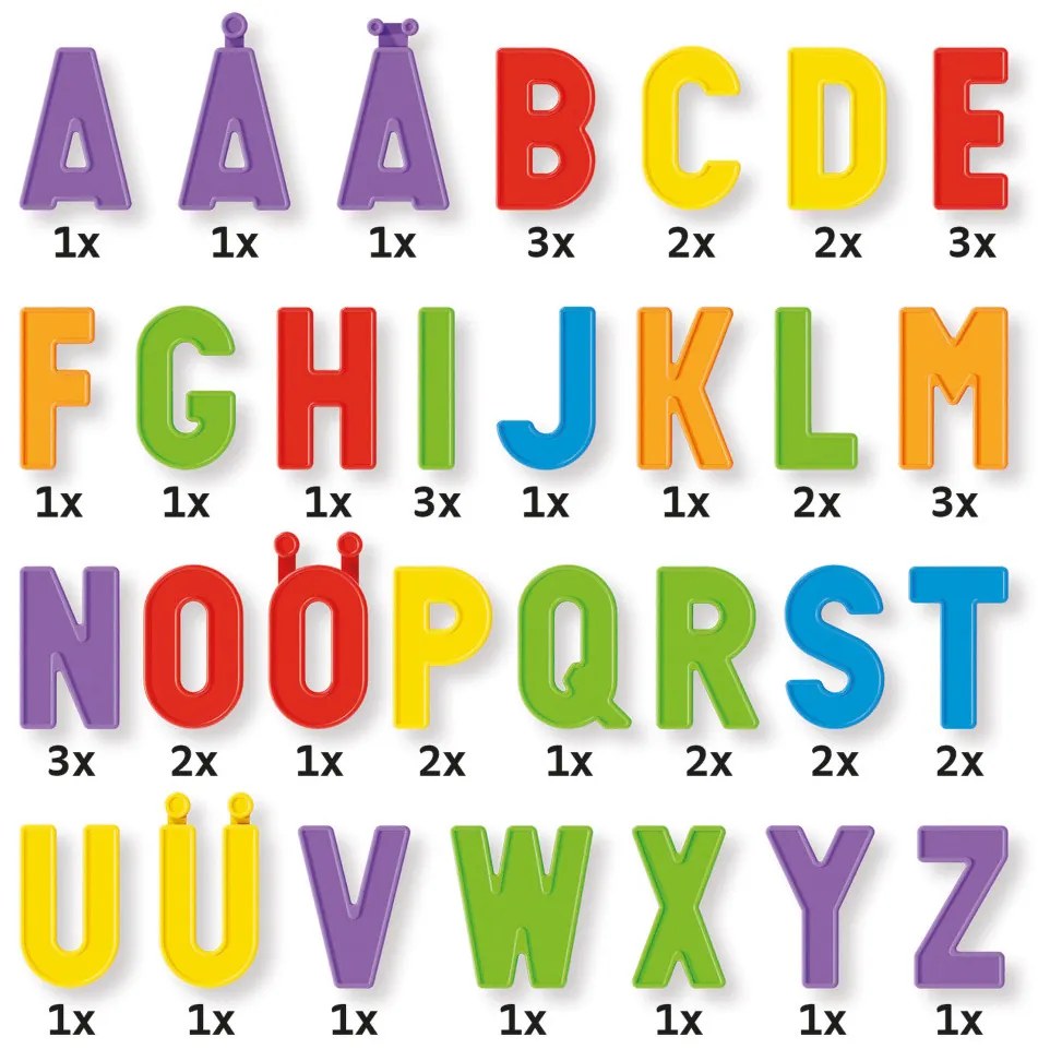 Magnetická tabuľa s písmenami - 48 ks magnetov