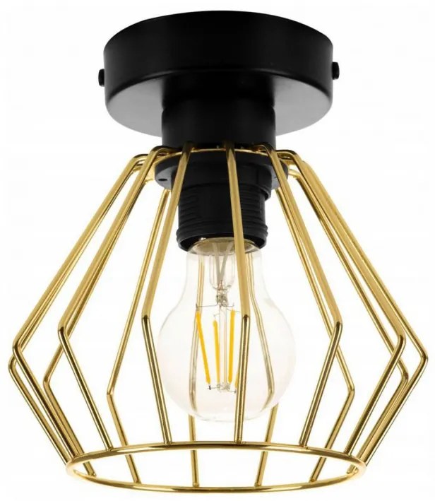 Loftová závesná lampa s drôteným zlatým odtieňom