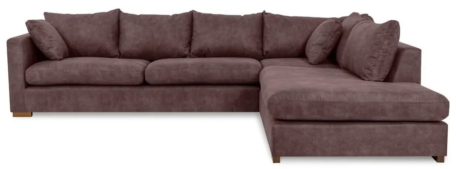 Tmavohnedá rohová pohovka z imitácie kože (pravý roh) Hamburg – Scandic