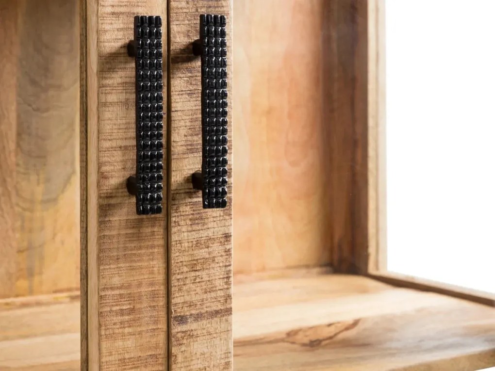 furniture-nabytek.cz - Masivní vitrína z mangového dřeva, lakovaná, hnědá – 100×42×180 cm