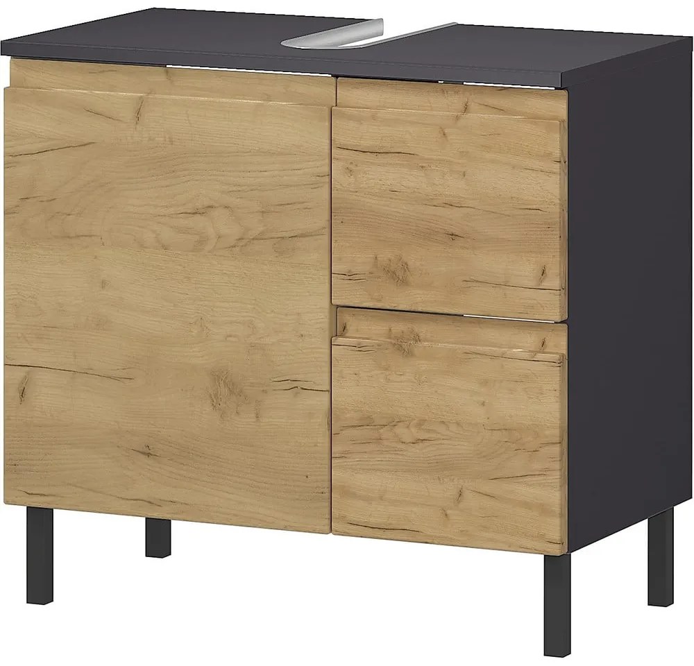 Tmavosivá skrinka pod umývadlo v dekore duba 60x56 cm Salinas - Germania