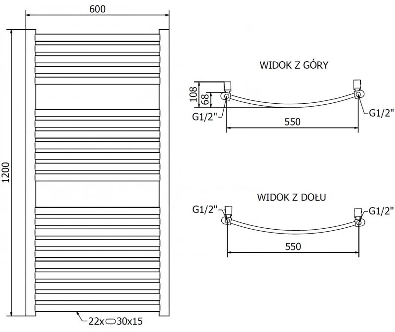 Mexen Helios, vykurovacie teleso 1200x600 mm, 524 W, zlatá lesklá, W103-1200-600-00-50