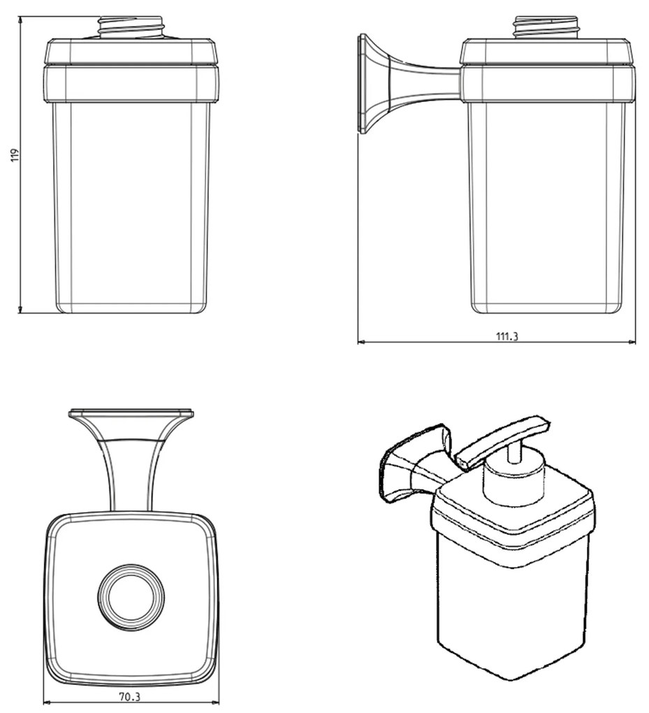 METAFORM METAFORM, AIDA dávkovač mydla 270 ml, mliečne sklo, chróm, AI019