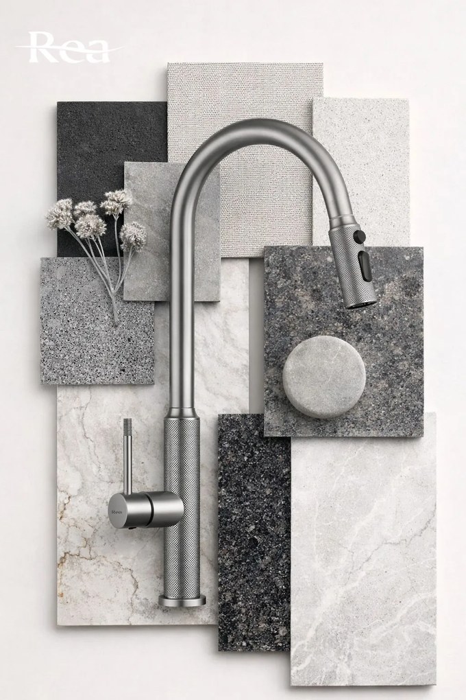 Rea Master, vysoká drezová batéria, brúsená oceľ, REA-B7205