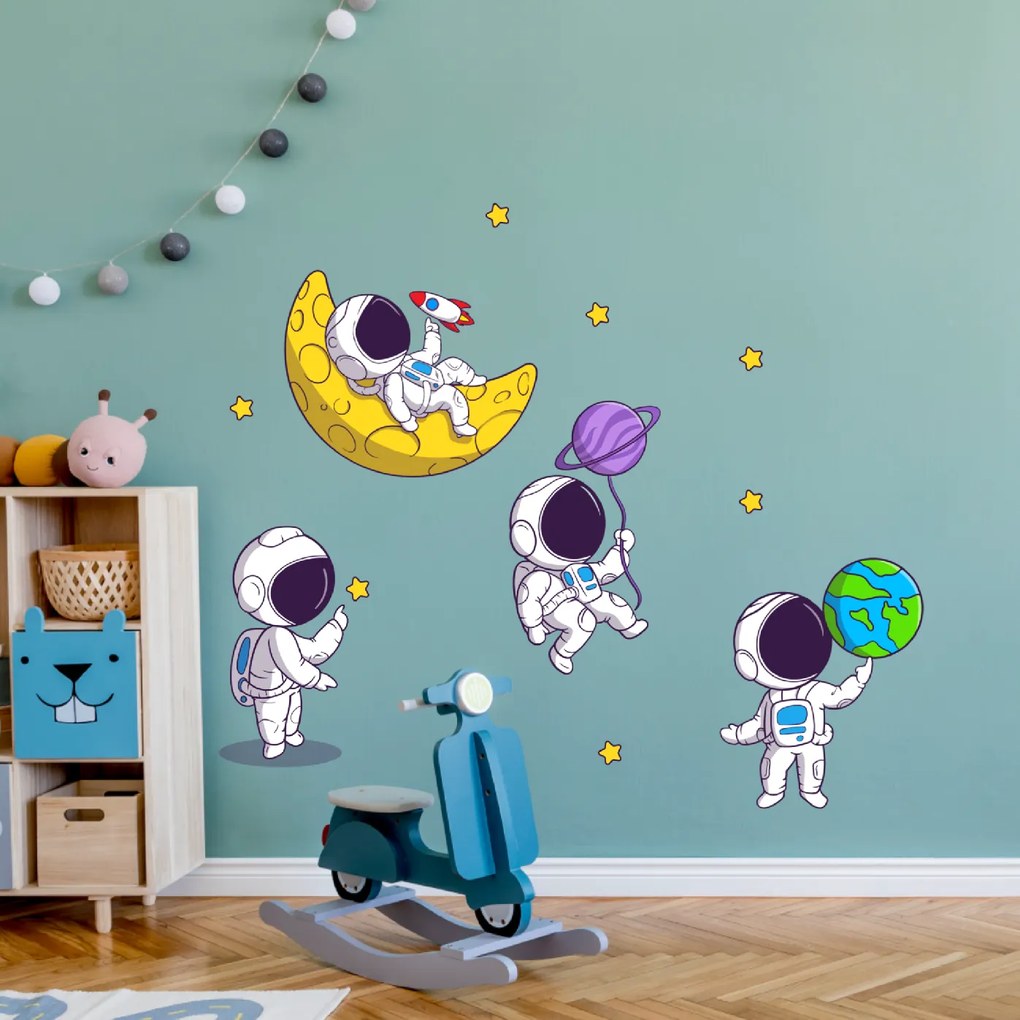 PIPPER. Textilná nálepka na stenu "Astronauti"