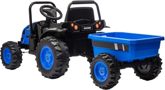 Elektrický traktor s prívesom Farmer modrý
