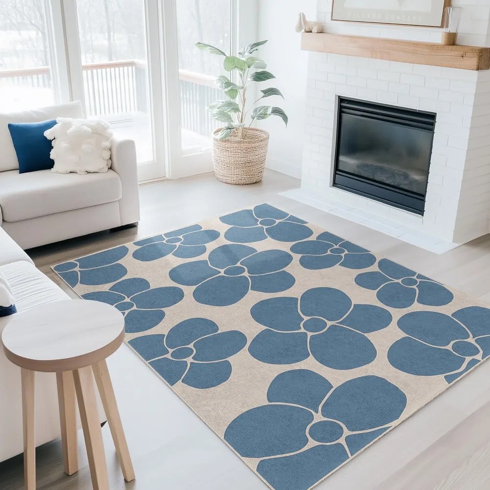 Modrý prateľný behúň 60x230 cm Blue Meadow – Mila Home