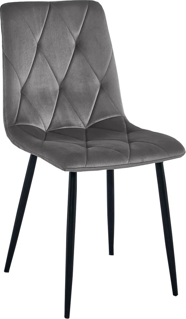 AKCIA Tmavosivá zamatová jedálenská stolička LIBRA s čiernymi nohami II. akosť